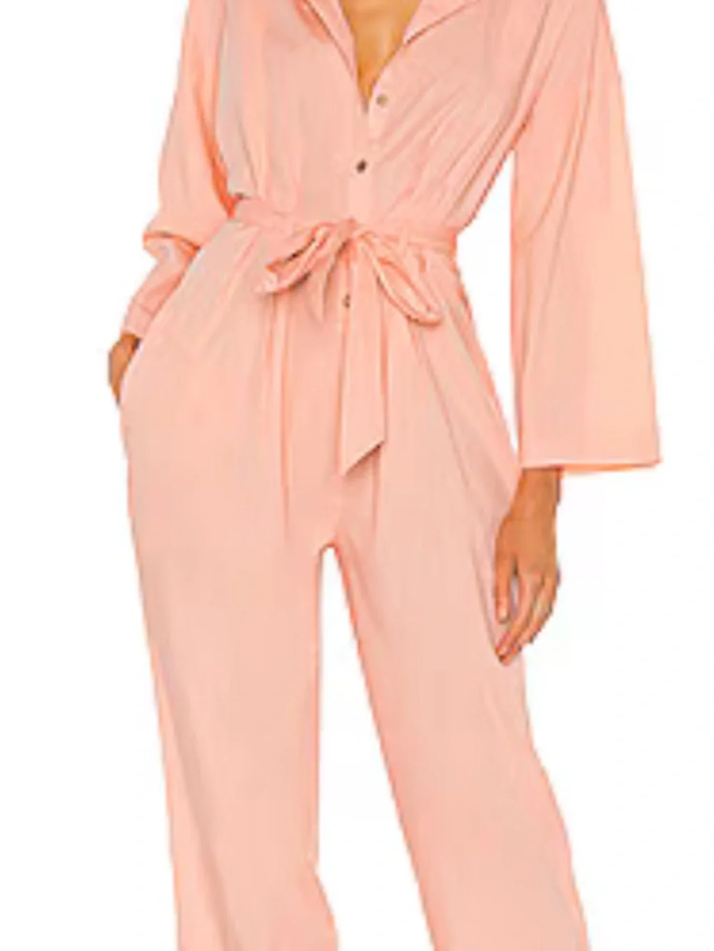 Free People Peach Pink Cropped Jumpsuit